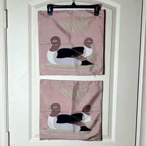 Vintage Ducks on a Pond Silk Pillow Covers by Jim Thompson